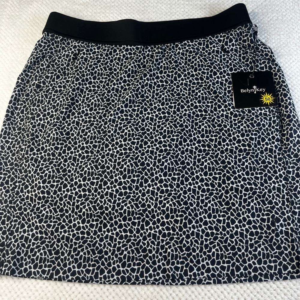 Belyn Key Longline City Skort Small Gigi Black White Golf Tennis UPF 50‎ NWT